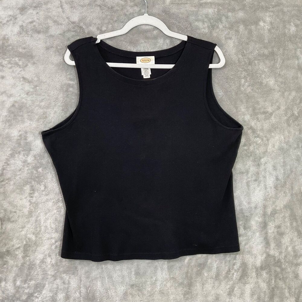Talbots Women’s Black Sleeveless Knit Tank Top XL 100% Cotton